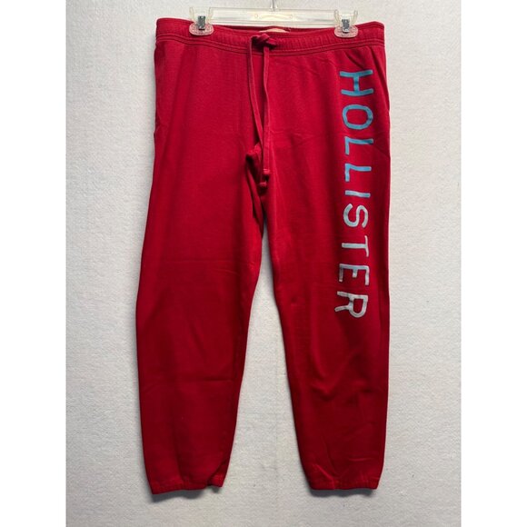 Hollister Red Jogger Pants Size M With Drawstring Waist - Picture 1 of 8